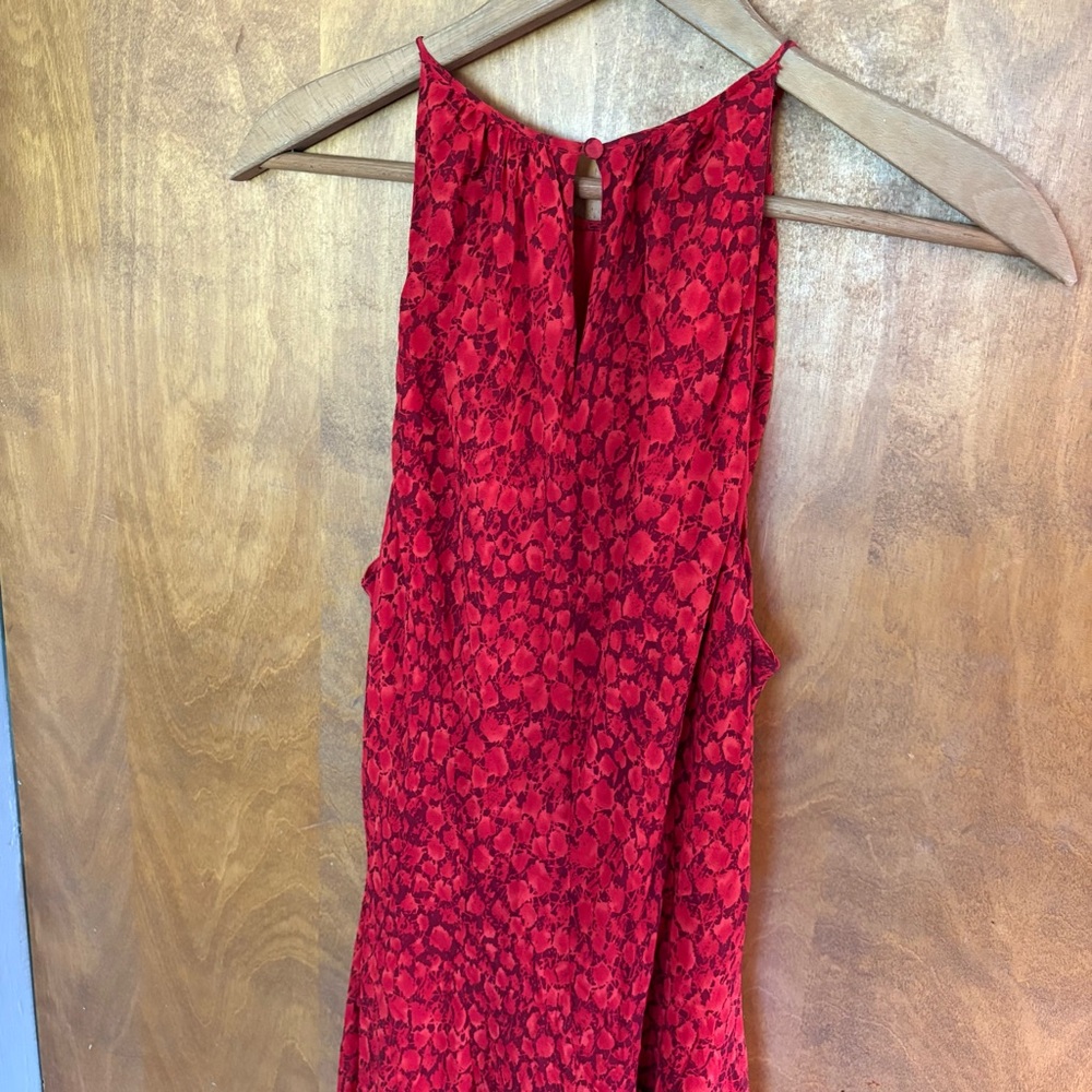 Vintage 100% Silk Red Maxi Slip Dress Fairy Y2K Asymmetrical Mcbling Snake Print - Picture 11 of 15